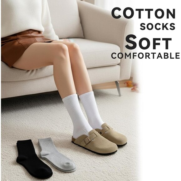 🆕 Women White Moisture Wicking Calf Socks Cotton Thin Soft Casual Sport Wear - Picture 4 of 6